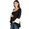 24seven Comfort Apparel Womens Black and Beige Bell Sleeve Hi Low Maternity Tunic Top - 2 of 4
