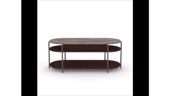 Radial Coffee Table with Stone Look Lift Top Umber Wood - Sauder, 2 of 5, play video