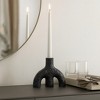 Decorative Double Arched Taper Candle Holder - Unique Volcano Texture Candlestick Holder for Dining Room Table Centerpieces - Black - 2 of 4