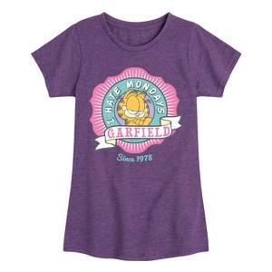 Girls' - Garfield - I Hate Mondays Badge Fitted Short Sleeve Graphic T-Shirt - 1 of 4