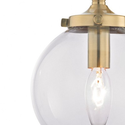 Boudreaux Matte Black and Antique Gold 1-Light Wall Sconce with Clear Glass Shade