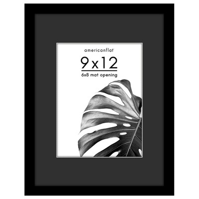 Americanflat Picture Frame with Black Mat and White Trim - Engineered Wood and Shatter-Resistant Glass