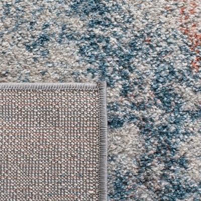Light Blue and Ivory Square Synthetic Area Rug