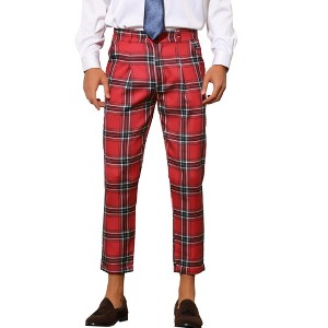 Lars Amadeus Men's Plaid Ankle Length Business Trousers - 1 of 4