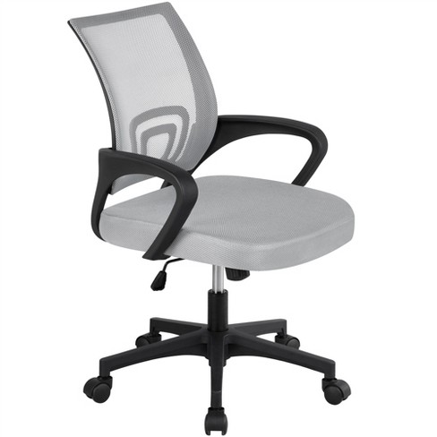 Yaheetech Ergonomic Office Desk Chair Fabric Mesh Chair Adjustable and Swivel Mid-Back Chairs with Lumbar Support Black 
