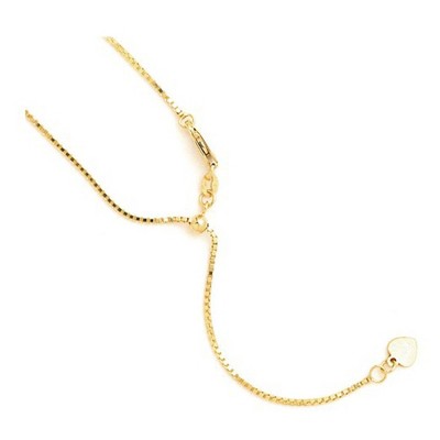 Black Bow Jewelry 1mm 14k Yellow Gold Adjustable Box Chain Necklace