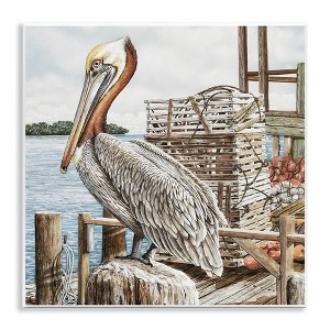 Stupell Industries Pelican Perched on Fishing Dock Wall Plaque Art, 12" x 12" - 1 of 4