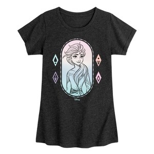 Girls' - Frozen 2 - Elsa Gradient Portrait Fitted Short Sleeve Graphic T-Shirt - 1 of 4