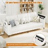 83" Modern Sofa Bed, 3 Seat Couch with Storage Armrests & Side Pockets, Modern Teddy Fabric Couch, for Living Room and Bedroom - 3 of 4