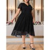 Agnes Orinda Women's Plus Size Lace Faux Wrap V Neck Short Sleeve Flowy Wedding Guest Midi A Line Dresses - 3 of 4