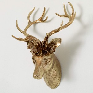 22.5" Sullivans Christmas Deer Head Wall Mount, Gold, Indoor Christmas Decor - 1 of 4