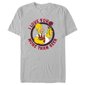 Men's The Simpsons Valentine's Day Homer I Love You More Than Beer T-Shirt - 1 of 4