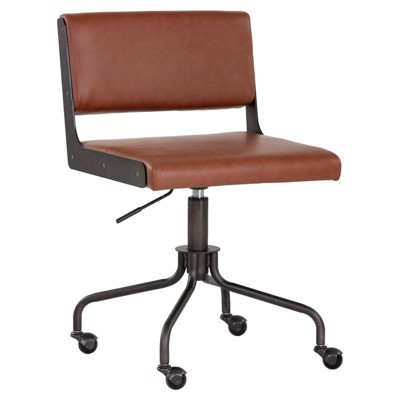 Davis 20.5-24.5" Modern Faux Leather Office Chair in Dark Bronze/Rust Tan - Brant House