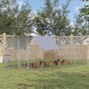 PawHut Metal Chicken Coop Run with Cover, Walk-In Outdoor Pen, Fence Cage Hen House for Yard - 3 of 4