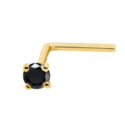 Jewelry Avalanche Black Moissanite 22G 14K Gold L-shape Nose Stud