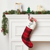 20" Plaid Monogram Christmas Holiday Stocking with Faux Fur Cuff Red/Green/White - Wondershop™ - 2 of 3