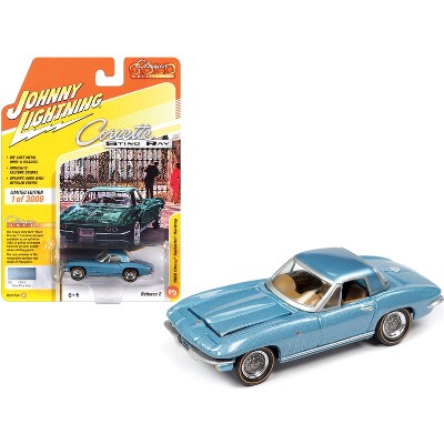 1965 Chevrolet Corvette Hardtop Mist Blue Metallic "Classic Gold Collection" Limited Edition to 3008 pieces 1/64 Diecast Model Car by Johnny Lightning