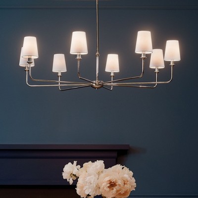 Pallas Polished Nickel 8-Light Chandelier with White Linen Shades