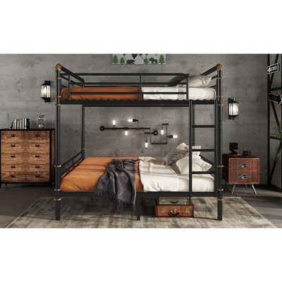 NicBex Twin Quad Bunk Bed with Safety Guardrail,Metal Twin Loft Bed with Ladder and Converts to 3 Twin Beds,Noise Reduced Bunk Beds for Bedroom