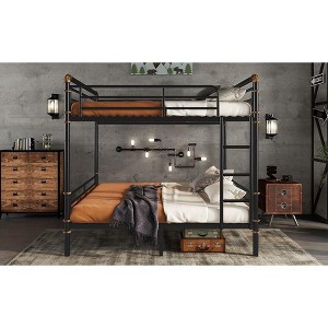 NicBex Twin Quad Bunk Bed with Safety Guardrail,Metal Twin Loft Bed with Ladder and Converts to 3 Twin Beds,Noise Reduced Bunk Beds for Bedroom - 1 of 4