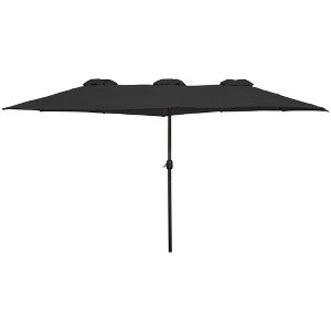 Northlight 15' Outdoor Patio Market Umbrella with Hand Crank, Black - 1 of 4