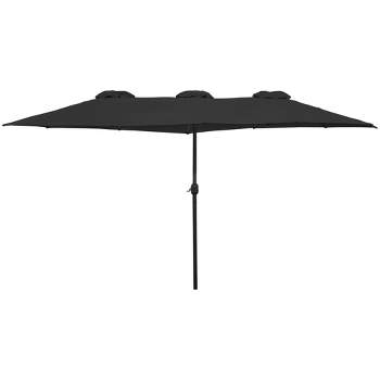 Northlight 15' Outdoor Patio Market Umbrella with Hand Crank, Black