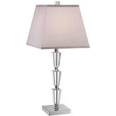 Vienna Full Spectrum Art Deco Table Lamp Stacked Crystal Base Gray Tapered Square Shade for Living Room Family Bedroom Bedside