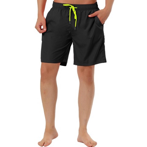 TATT 21 Men's Summer Holiday Beach Drawstring Waist Surfing Mesh Lining Swim Shorts Black 28