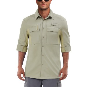 Men's Sun Protection Fishing Shirts Long Sleeve Travel Work Shirts for Men UPF50+ Button Down Shirts with Pockets - 1 of 4