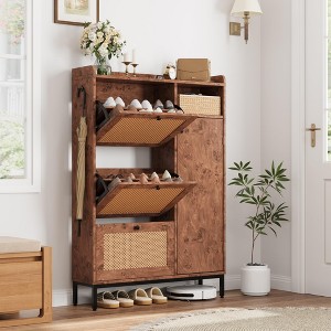 Shoe Storage Cabinet with 3 Flip-Down Drawers & 4-Tier Adjustable Shelves, Space-Saving Organizer for Entryway, Front Door - 1 of 4
