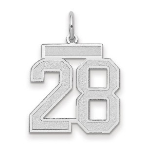 Black Bow Jewelry 14k White Gold, Jersey Collection, Medium Number 28 Pendant - 1 of 3