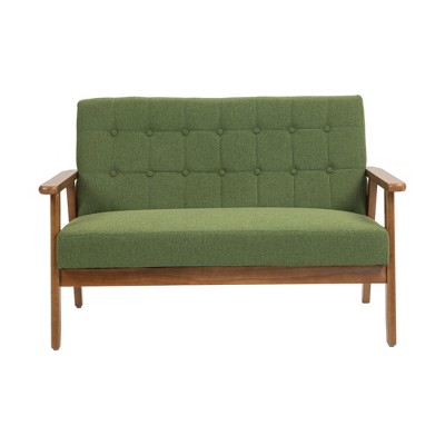 VYNXARIA Mid-Century Modern Solid Loveseat Sofa Upholstered Linen Loveseat, 2-Seat Upholstered Loveseat Sofa Modern Couch£¬Green