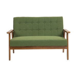 VYNXARIA Mid-Century Modern Solid Loveseat Sofa Upholstered Linen Loveseat, 2-Seat Upholstered Loveseat Sofa Modern Couch£¬Green - 1 of 4