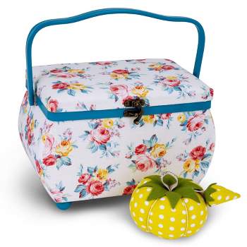 Singer L Sewing Basket Polka Dot Print with Matching Zipper Pouch