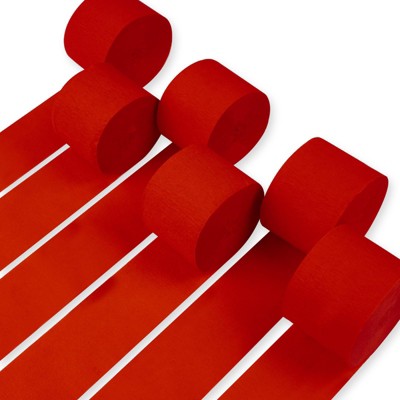 PartyWoo Crepe Paper Streamers Red 6 Rolls 492 ft 1.8 Inch x 82 Ft Roll