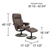 BenchMaster Bruce Chocolate Faux Leather Recliner Chair Modern with Ottoman Footrest Ergonomic Manual Reclining Swivel for Bedroom - 4 of 4