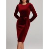 Women's Long Sleeve Velvet Dress with Waist Tie, Elegant Midi Dress for Cocktail, Party, and Special Occasions - 4 of 4