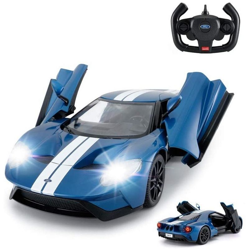 Ready! Set! Go! Link 1/14 Ford GT Remote Control Race Toy Car For Kids With Manual Open Doors - Blue, 1 of 4