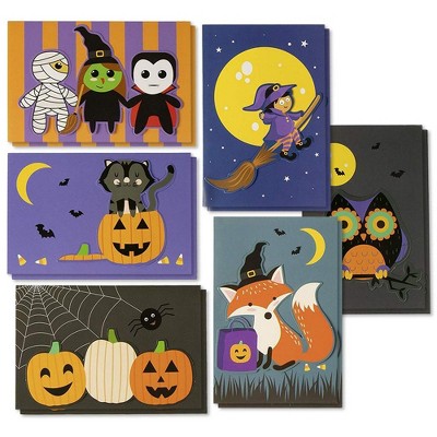 Sustainable Greetings 24-Pack Halloween Greeting Cards with 6 Designs, Orange Envelopes Included (4 x 6 In)