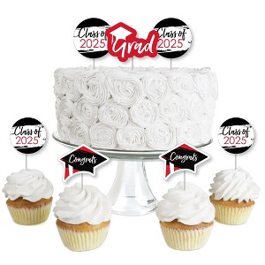 Big Dot of Happiness Red 2025 Graduation Party - Dessert Cupcake Toppers - Clear Treat Picks - Set of 24 - 1 of 4
