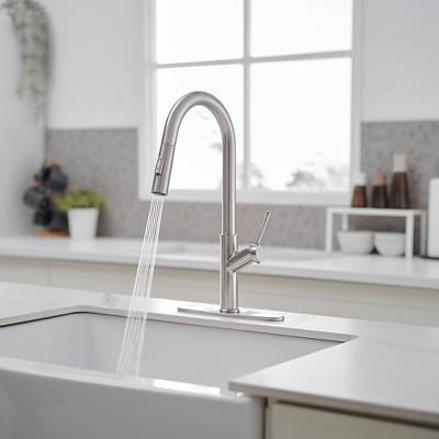 Nickel High-Arc Single Handle Pull-Down Kitchen Faucet