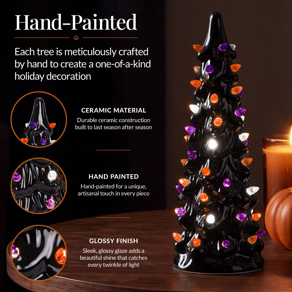 Best Choice Products Set of 3 Pre-Lit Hand-Painted Ceramic Tabletop Christmas Trees – Indoor Holiday Décor - thumbnail 4