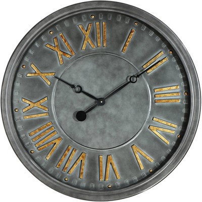 River Parks Studio Consus 31 1/2" Wide Gray Roman Numeral Metal Wall Clock