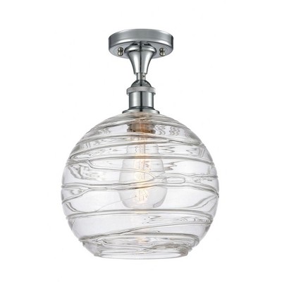 Athens Deco Swirl - 1 Light Semi-Flush Mount In Industrial Style-15 Inches Tall and 10 Inches Wide