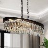 LNC Zephyrine 6-Lights 28" Mid-Century Modern Luxury Oval Crystal Chandelier, Brass and Black - 2 of 4