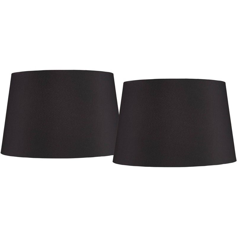 Springcrest Set of 2 Hardback Drum Lamp Shades Black Large 14" Top x 17" Bottom x 11" High Spider Replacement Harp Finial Fitting, 1 of 8