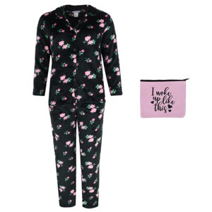 em & alfie Women's Floral Notch Long Sleeve 3 Piece Pajama Set - 1 of 4