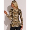 INSPIRE CHIC Women's Long Sleeves Padded Shoulder Scoop Neck Printed Peplum Shirt - 4 of 4