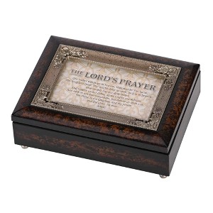 Dicksons The Lords Prayer, Walnut Finish 8 x 6 Inch Polymer Trinket Jewelry Music Box - 1 of 3