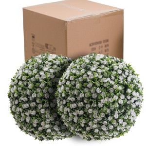 Topiary Ball  2 PCS, Artificial Plant Topiary Balls  Decorative Balls for Outdoor Patio Garden and Indoor, Wedding Decoration - 1 of 4